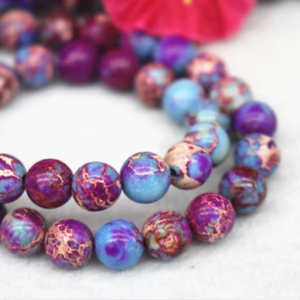 🆕New Galaxy Sea Sediment Jasper 8mm Healing Gemstone Bracelet - Picture 2 of 4